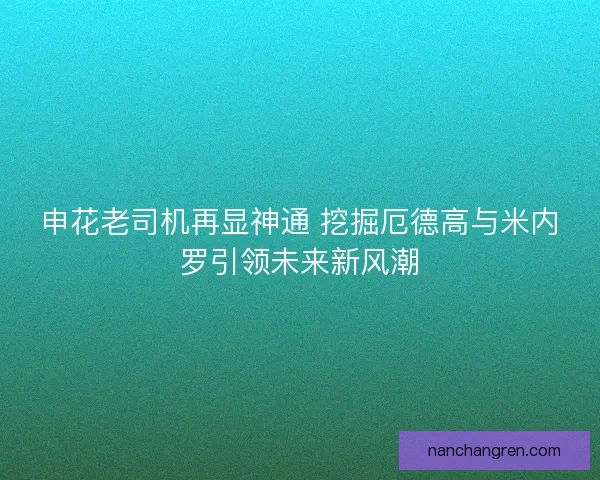 申花老司机再显神通 挖掘厄德高与米内罗引领未来新风潮