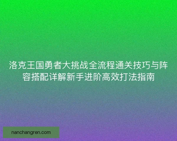 洛克王国勇者大挑战全流程通关技巧与阵容搭配详解新手进阶高效打法指南