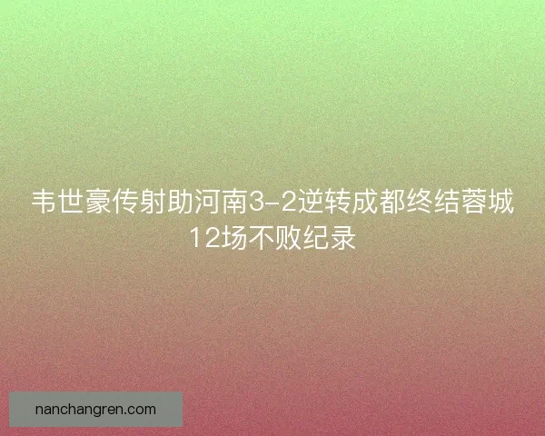 韦世豪传射助河南3-2逆转成都终结蓉城12场不败纪录 韦世豪传射助河南3-2逆转成都终结蓉城12场不败纪录