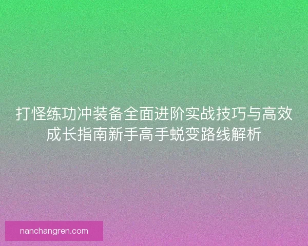 打怪练功冲装备全面进阶实战技巧与高效成长指南新手高手蜕变路线解析