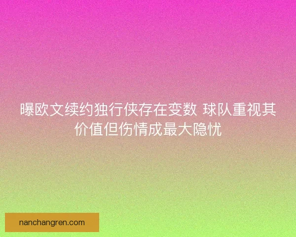 曝欧文续约独行侠存在变数 球队重视其价值但伤情成最大隐忧 曝欧文续约独行侠存在变数 球队重视其价值但伤情成最大隐忧