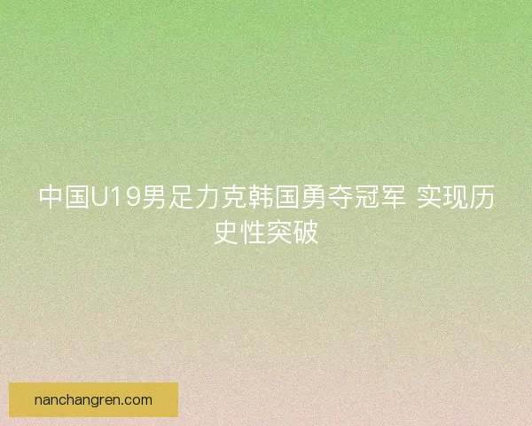 中国U19男足力克韩国勇夺冠军 实现历史性突破