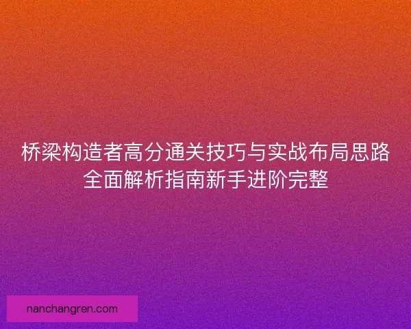桥梁构造者高分通关技巧与实战布局思路全面解析指南新手进阶完整